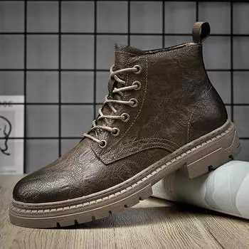 Модные мужские повседневные кожаные ботильоны в уличном стиле, модные мотоциклетные ботинки, британский стиль, короткая обувь для верховой езды, нескользящие кроссовки 38 чёрный