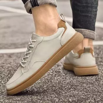 Модные мужские повседневные кожаные мокасины на шнуровке, модные уличные нескользящие кроссовки из натуральной кожи для вождения, тенниса, бега, роскошные кроссовки 2024 38 чёрный