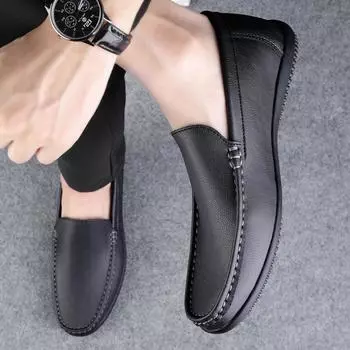 Модные мужские повседневные кожаные мокасины весна-осень, мужские классические мокасины, черные/коричневые мокасины для вождения, большой размер 38-47 38