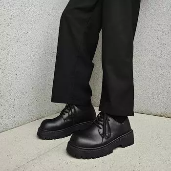 Модные мужские повседневные кожаные туфли из дышащей полиуретановой кожи, универсальные нескользящие туфли из мотоциклетной кожи для свадьбы, банкета, бизнеса, официальных мероприятий 39 чёрный