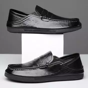 Модные мужские повседневные кожаные туфли мужские классические ретро пенни-лоферы мокасины мужские легкие удобные туфли на плоской подошве для вождения на открытом воздухе 38 (US 6) коричневый