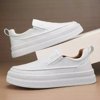 Модные мужские повседневные кожаные туфли с толстой подошвой, итальянские мягкие мужские мокасины, мокасины ручной работы, дышащие туфли-лодочки без застежек, балетки с подъемом 39 чёрный