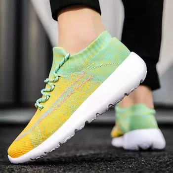 Модные мужские повседневные кроссовки для прогулок, легкие студенческие туфли-носки, весенне-летние лоферы 38 черный белый