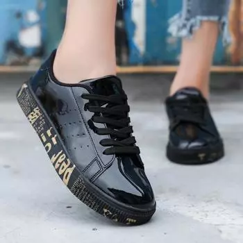 Модные мужские повседневные кроссовки для сноуборда Классические летние туфли унисекс Мужские модные кроссовки Дышащая кожаная обувь Студенческие туфли на плоской подошве Большие размеры 36 чёрный