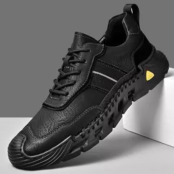 Модные мужские повседневные кроссовки из кожи для активного отдыха 39 коричневый