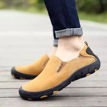 Модные мужские повседневные кроссовки из кожи, мужские мокасины, нескользящая обувь, мужская обувь для вождения, горячая распродажа, мокасины ручной работы, дышащая обувь для ходьбы 38 серый