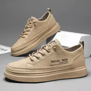 модные мужские повседневные кроссовки модные дизайнерские кроссовки для активного отдыха удобные кожаные туфли летние универсальные массивные туфли теннисные туфли мужские 39 хаки
