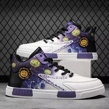 Модные мужские повседневные кроссовки в стиле Хэллоуина, дизайнерские высокие мужские кроссовки, кроссовки на осень, мужские вулканизированные туфли, большой размер 47 39