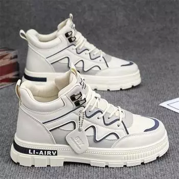 Модные мужские повседневные кроссовки высокого качества, удобные высокие ботильоны, челси, модные ковбойские рабочие туфли, трендовые универсальные мужские 39 бежевый