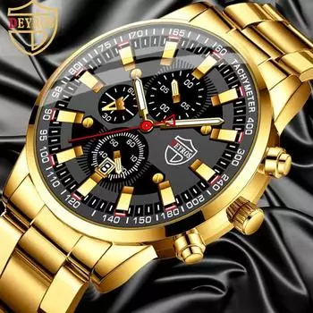 Модные мужские повседневные кварцевые часы с календарем, мужские наручные часы с ремешком из нержавеющей стали, идеальный выбор для подарков