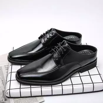 Модные мужские повседневные летние полутапочки модные универсальные мужские туфли из кожи дышащие для мужчин Muller мужские туфли повседневные мужские полутапочки 38 чёрный