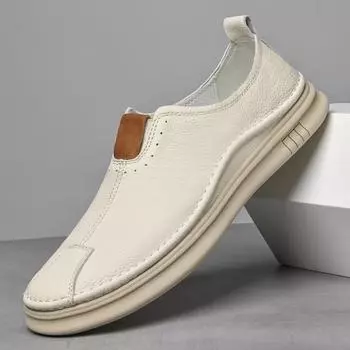 Модные мужские повседневные мокасины из натуральной кожи Мужская обувь для активного отдыха модные мокасины Hombre мокасины черные мужские туфли без застежек на плоской подошве дропшиппинг 6.5 бежевый