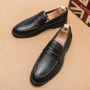 Модные мужские повседневные мокасины весна-осень на мягкой подошве с острым носком, высококачественные мужские туфли без застежек, черные деловые туфли для вождения 38 коричневый