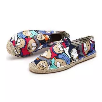 Модные мужские повседневные парусиновые туфли на плоской подошве на каблуках из мультфильмов Льняные мужские эспадрильи для рыбаков Обувь для мальчиков на плоской подошве Кроссовки Мокасины для вождения Дизайнер 39 синий