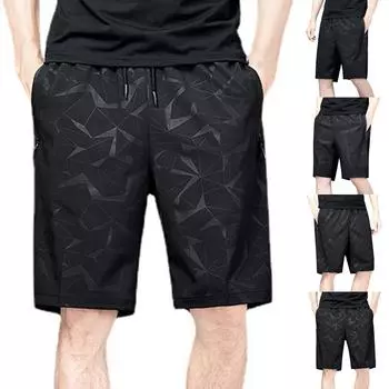 Модные мужские повседневные свободные рабочие шорты с карманами на молнии и свободным кроем XXXXXL чёрный