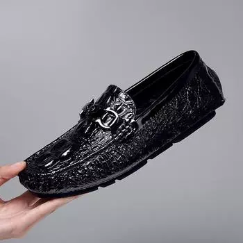 Модные мужские повседневные туфли большого размера 37-46, брендовые летние мокасины для вождения, дышащая классическая мужская мягкая обувь из натуральной кожи для мужчин 37 чёрный
