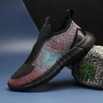 Модные мужские повседневные туфли Fly-knit, дышащие, впитывающие пот, удобные, нескользящие, для ходьбы на открытом воздухе, 2024 г., новая мужская спортивная обувь 39 зелёный