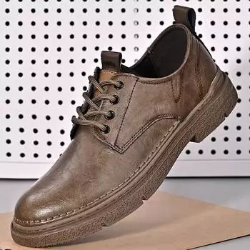 Модные мужские повседневные туфли из натуральной кожи, классические туфли-оксфорды на шнуровке, элегантные офисные туфли для мужчин, удобная деловая обувь 38 чёрный