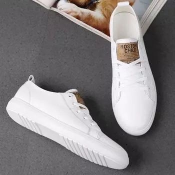 Модные мужские повседневные туфли из натуральной кожи белого цвета, мужские кроссовки, классические туфли для взрослых, легкие, удобные, на плоской подошве, мужская модная обувь 38 чёрный