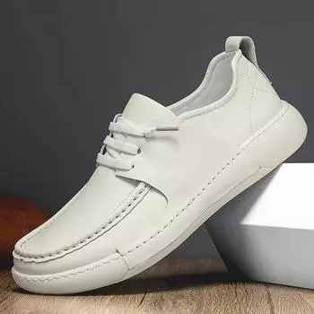 Модные мужские повседневные туфли из натуральной кожи, высококачественные кроссовки для ходьбы, модные мужские оригинальные кроссовки, легкие туфли ручной работы для вождения 38 чёрный