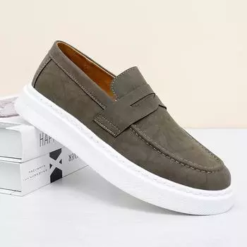 Модные мужские повседневные туфли из натуральной кожи, деловая обувь на все времена, модные универсальные туфли для вечеринок и вождения, новые туфли на плоской подошве для отдыха и прогулок 38 коричневый