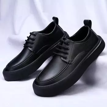 Модные мужские повседневные туфли из натуральной кожи, черно-белые кроссовки для мужчин, осенние мужские модные туфли ручной работы для отдыха на открытом воздухе, для прогулок, на плоской подошве, мужская обувь 38 чёрный