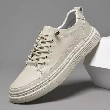 Модные мужские повседневные туфли из натуральной кожи, удобные кроссовки, горячая распродажа, легкие мужские кроссовки для ходьбы, винтажный стиль, мужские оксфорды 38 бежевый