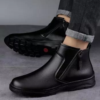 Модные мужские повседневные туфли из натуральной кожи с боковой молнией, ботильоны Chelsea Botas, деловые свадебные удобные туфли, белые мужские ботинки 37