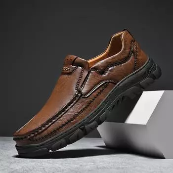 Модные мужские повседневные туфли из воловьей кожи, уличные кожаные альпинистские туфли, мужские мокасины 2025 38