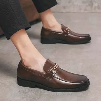 Модные мужские повседневные туфли кожаные лоферы офисные туфли для мужчин туфли-броги для вождения туфли без застежек модная обувь для вечеринок мужские туфли-оксфорды 38 чёрный