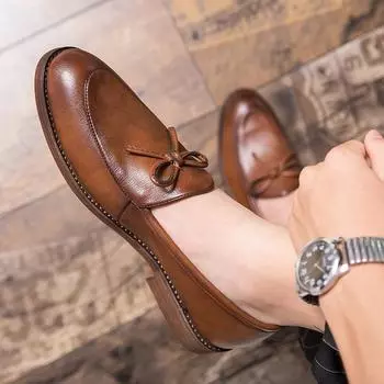 Модные мужские повседневные туфли Модные деловые туфли Мягкие мокасины Лоферы Высококачественные мужские кожаные свадебные туфли Gommino Zapatos Chaussure 38 чёрный