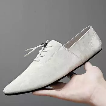 Модные мужские повседневные туфли Мужские туфли-лоферы из натуральной кожи Модные мягкие дышащие мокасины ручной работы Туфли на плоской подошве Обувь 7 чёрный