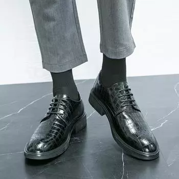 Модные мужские повседневные туфли с острым носком, оксфорды, британский бренд, ретро, из крокодиловой кожи, мужские деловые повседневные туфли на весну/осень 38 жёлтый