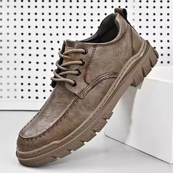 Модные мужские повседневные туфли Универсальные кожаные мужские деловые кожаные туфли Высококачественная мужская повседневная обувь Туфли на шнуровке Оксфорды Балетки 38 чёрный