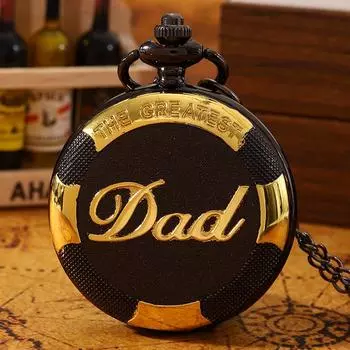 Модные мужские повседневные винтажные черные золотые карманные часы, ожерелье для подарка на день отца, идеальный выбор для подарков папе