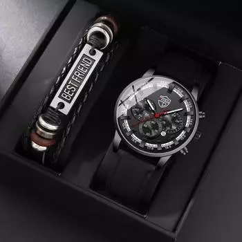 Модные мужские простые кварцевые наручные часы из искусственной кожи и повседневный браслет, лучшие подарки для него