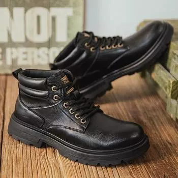 Модные мужские рабочие ботинки в стиле ретро, зимние повседневные ботинки с толстой подошвой, кожаные водонепроницаемые ботинки «Челси» из пустыни, мужские хлопковые туфли 38