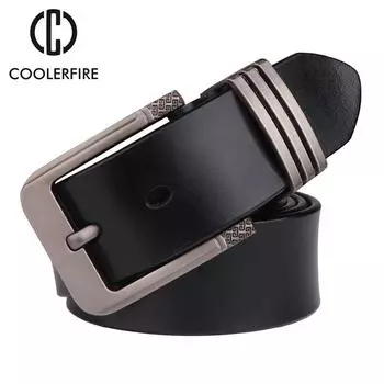 Модные мужские ремни из натуральной кожи для мужчин из воловьей кожи с ментальной пряжкой высокого качества мужские ремни 130CM чёрный