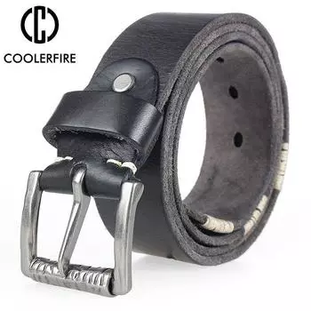 Модные мужские ремни из натуральной телячьей кожи с роликовой пряжкой, винтажные высококачественные ковбойские джинсы в стиле вестерн, брендовые ремни TM064 95CM чёрный