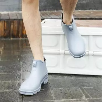 Модные мужские резиновые сапоги модная мужская обувь водонепроницаемая и нескользящая до щиколотки кулинария низкая короткая поварская кухня подростковые на низком каблуке ПВХ для улицы 35