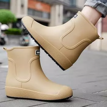 Модные мужские резиновые сапоги Slip-on Rain Shoes 39, водонепроницаемые ботинки на платформе, нескользящие резиновые сапоги для отдыха на природе, мужские рабочие галоши 36 верблюд