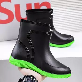 Модные мужские резиновые сапоги, зимние хлопковые теплые рабочие ботинки, мужские износостойкие резиновые сапоги для работы на открытом воздухе, водонепроницаемые сапоги для рыбалки 39 чёрный