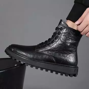 Модные мужские роскошные модные осенне-зимние ботинки оригинальные кожаные туфли дизайнерские ковбойские ботинки на платформе рабочие ботинки на щиколотку мужские 6.5