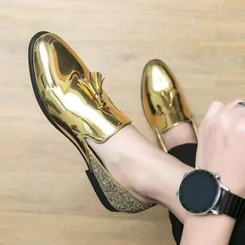 Модные мужские роскошные золотые мокасины высокого качества на толстой подошве без застежек для ночного клуба, модные кожаные туфли, деловая официальная обувь, мужская обувь большого размера 38 чёрный