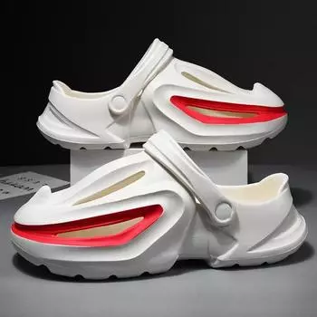 модные мужские сандалии Comwarm Shark, уличные тапочки с выемками для мужчин, летние повседневные пляжные туфли с толстой подошвой, унисекс, мягкие тапочки для ванной 40-41 белый