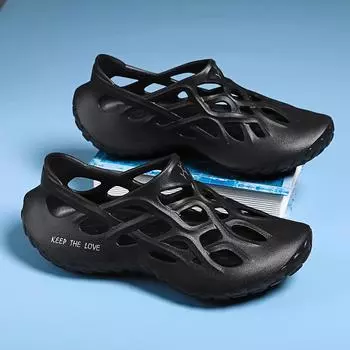 Модные мужские сандалии Hollow, модные однотонные мужские сандалии, нескользящие, удобные, легкие, мужские туфли из ЭВА для заплывов, пляжная обувь для мужчин 40 хаки