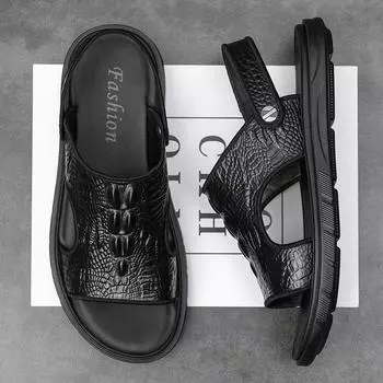 Модные мужские сандалии из натуральной кожи, тапочки на платформе, модная пляжная обувь ручной работы 2024 года, сандалии с открытым носком Zapatos Hombre 38