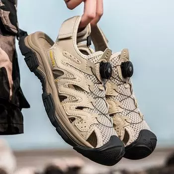 Модные мужские сандалии из натуральной кожи, новые летние удобные сандалии для мужчин, спортивная обувь для ходьбы, пляжные сандалии, тапочки, большой размер 47 38 чёрный