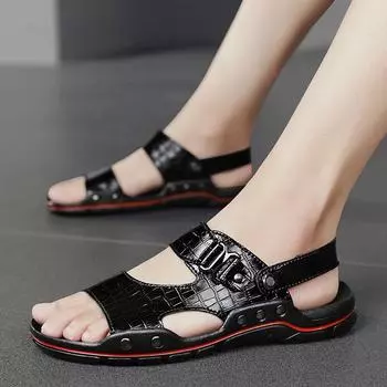 Модные мужские сандалии, летние легкие нескользящие тапочки, уличный пляж 38 чёрный