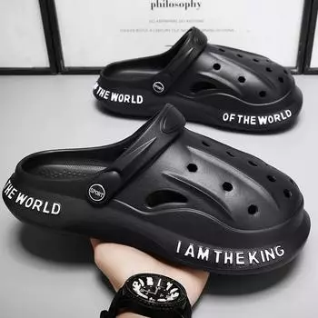 Модные мужские сандалии PARZIVAL, летние уличные тапочки, пляжная обувь для плавания, мужские шлепанцы, садовые сандалии, повседневная обувь для плавания 39 чёрный